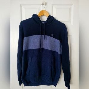 Men's US Polo Navy Blue Hooded Sweater (Size: Small)